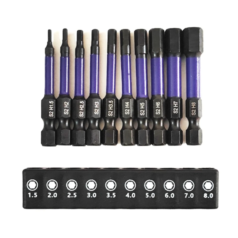 10 - Piece Hex Head Wrench Drill Bit Set: Features 1/4" Quick - Release Shank, Magnetic Screwdriver Bits and Bit Holder. Covers image 3