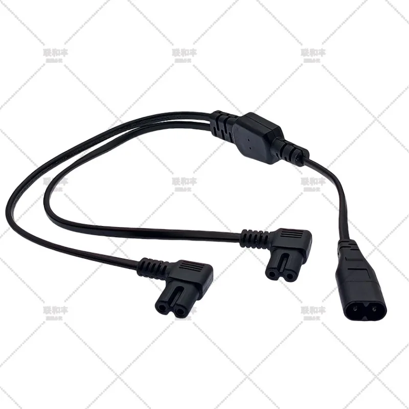 1PC IEC 320 C8 2Pin Male To 2 X C7 Female Y Split Power Cable about IEC 320 C7 To C8 Extension Cords C8 Male To C7 Female