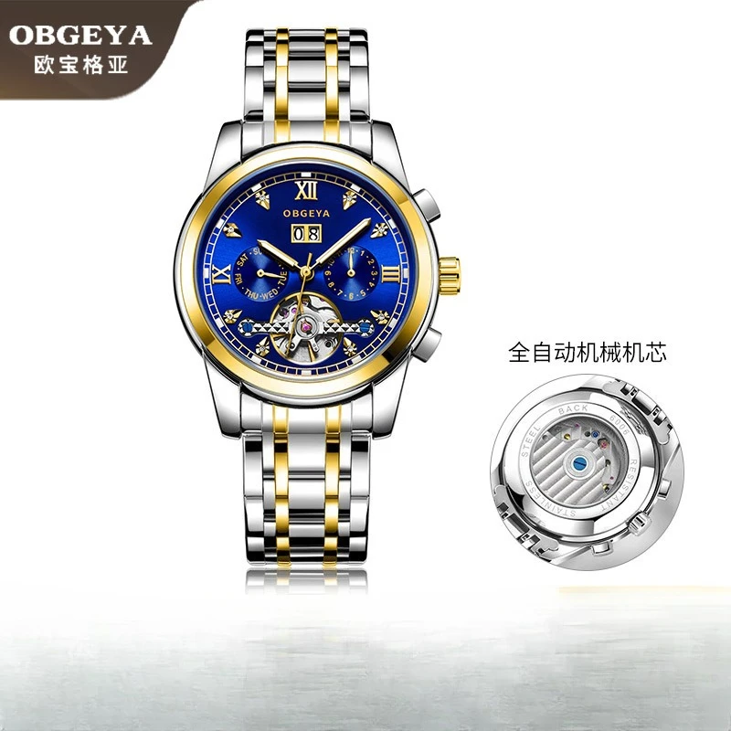 Swiss Opalga Business Watch - Multi-Function Tourbillon Calendar Men's Watch, Automatic Mechanical Dress Watch
