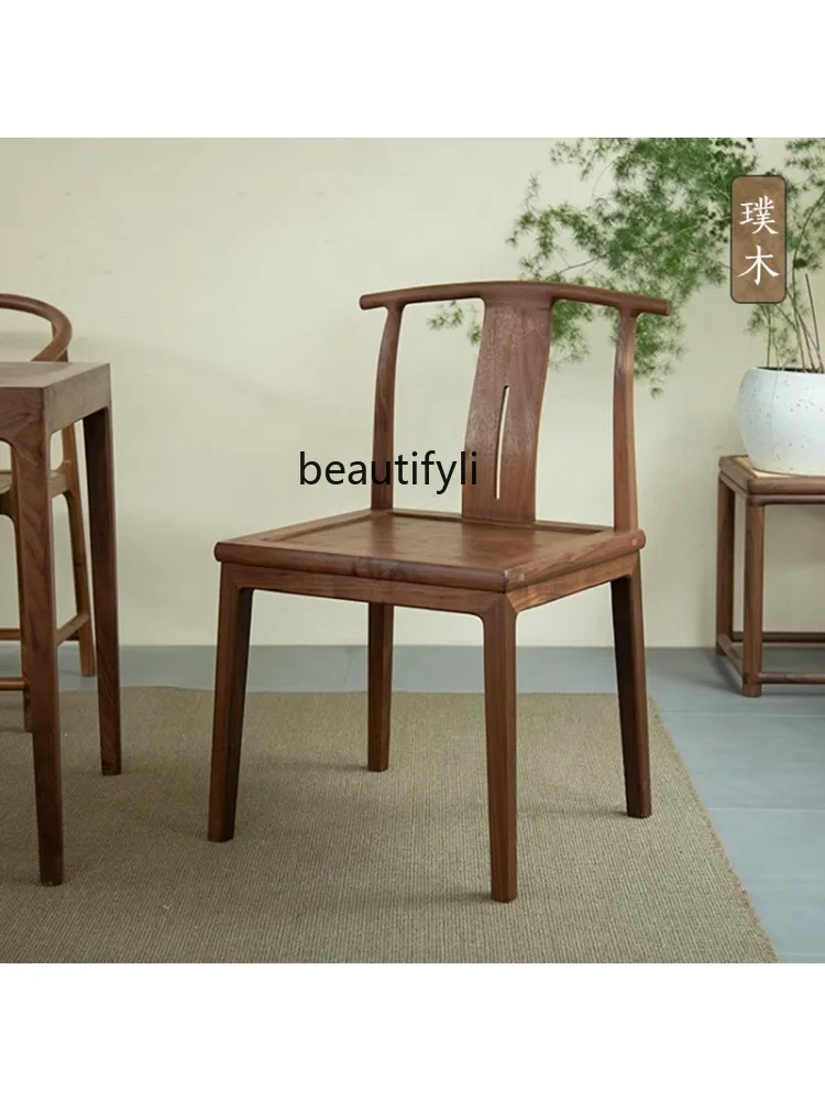 New Chinese Style Balcony Small Tea Chair Black Walnut Master Solid Wood Ox Horn Chair Cosmetic Chair Home furniture