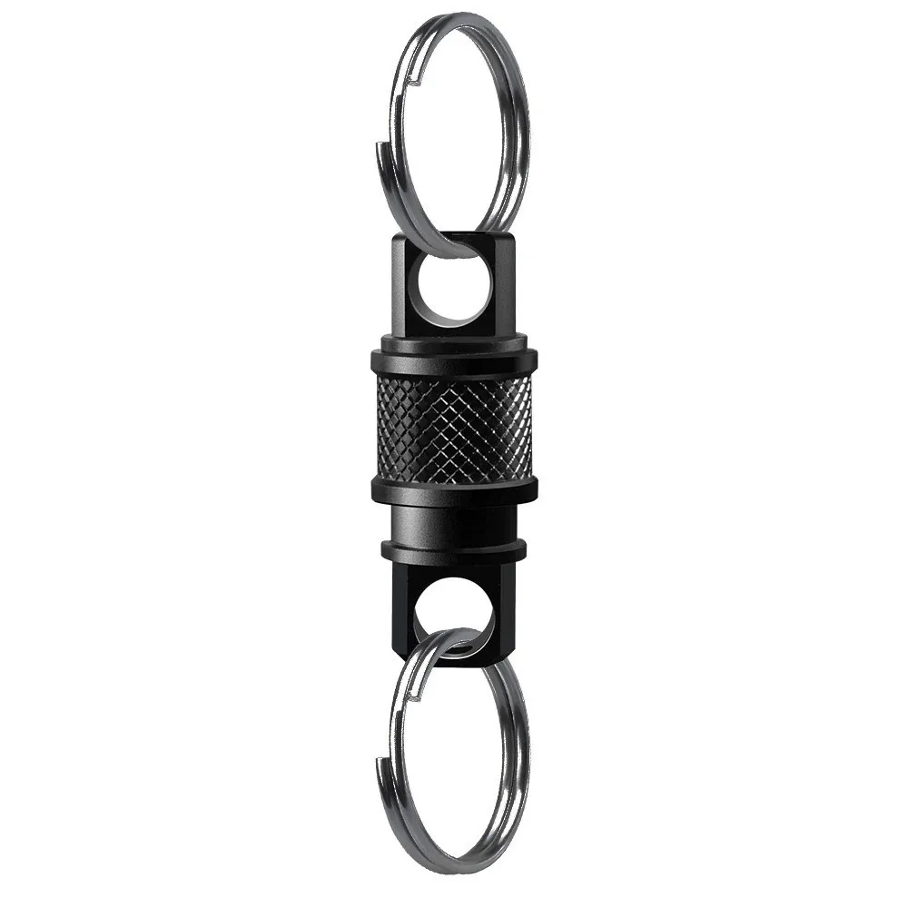 Double Headed Quick Release Keychain Aluminum Alloy 360° Rotation Detachable Keychain Retractable Quick Pull Design
