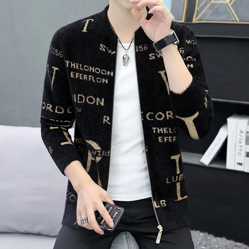 

Autumn Winter Men's Jacket Knitwear Sweater Cardigan Coats Korean Fashion High Quality Brands Thin Tops New Slim Outerwear