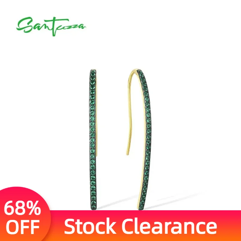 

SANTUZZA 925 Sterling Silver Earrings For Women Lab Created Ruby Blue Nano CZ Green Spinel Earrings Climber Trendy Fine Jewelry