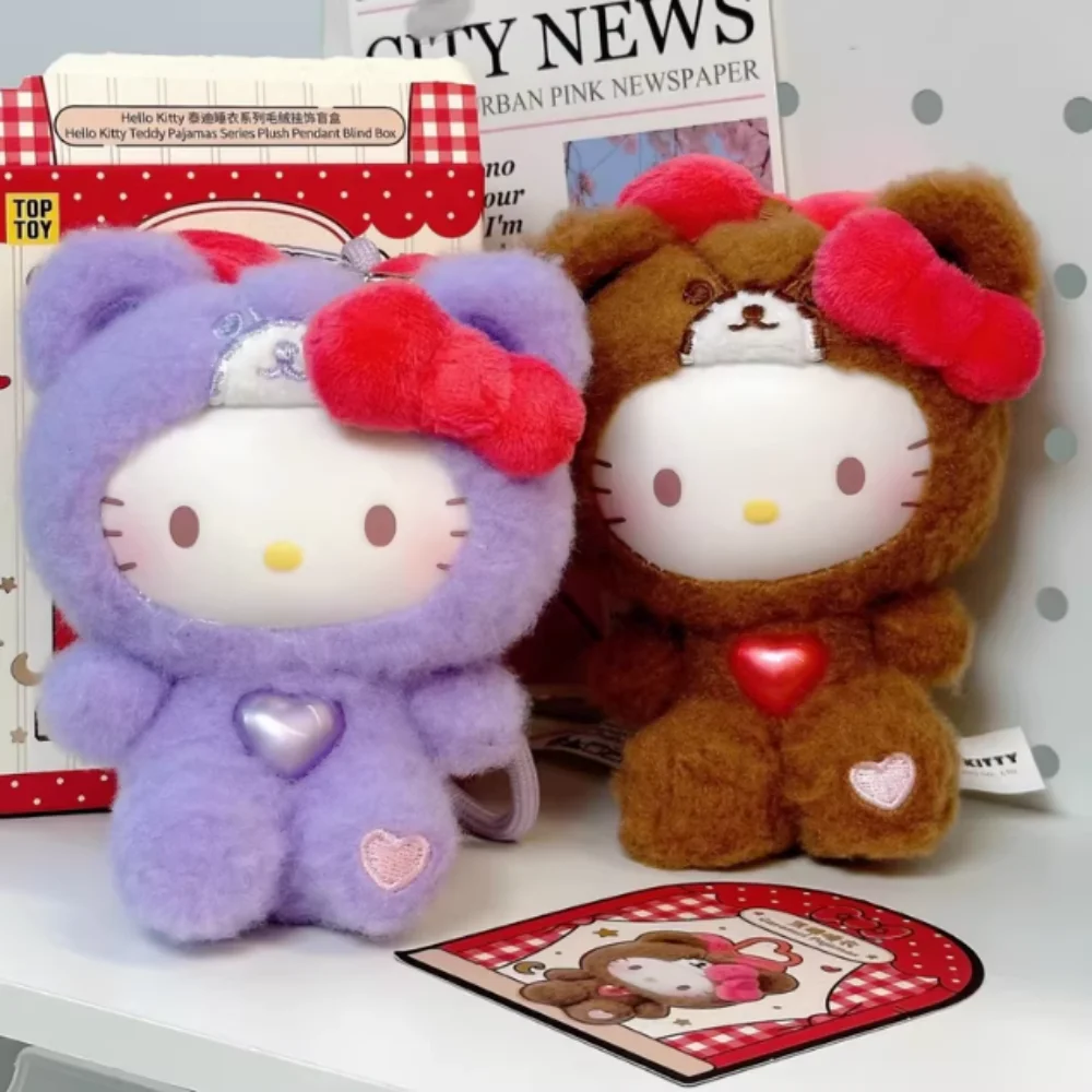 

Genuine Hello Kitty Teddy Pajama Collection Plush Vinyl Series Blind Box Cats Trendy Play Pendant Girls Pendant Birthday Gift
