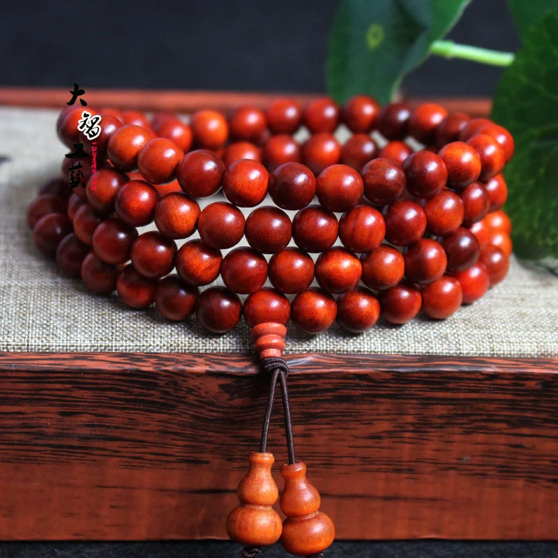 

Прозрачный деревянный браслет из индийского желтого сандалового дерева с 108 буддийскими бусинами