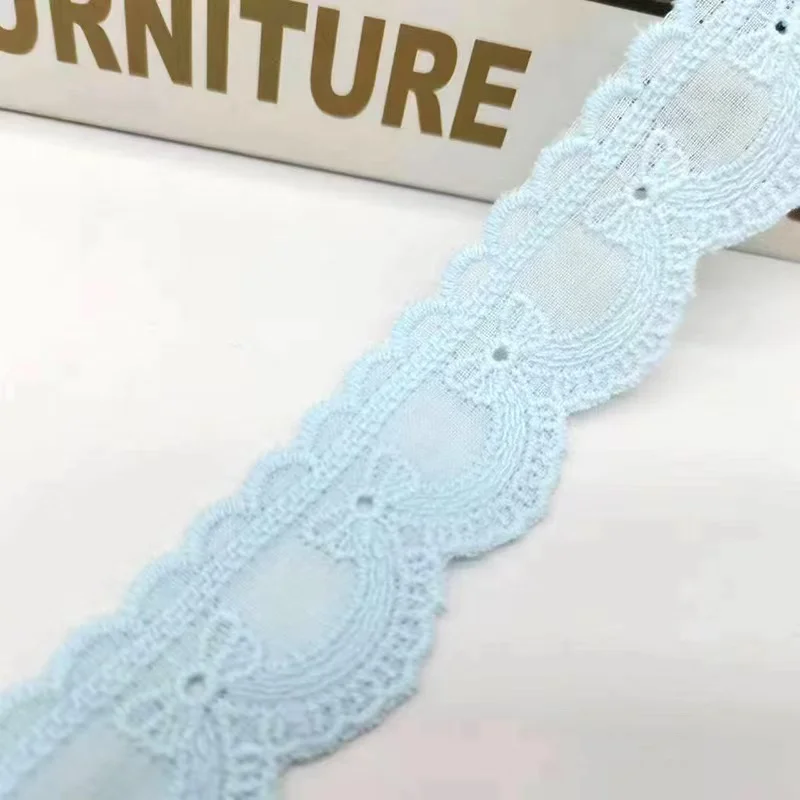 3cm Cotton Embroidered Multicol Flower Lace Fabric Dubai Wide Sewing DIY Trim Wedding Applique Ribbon Collar Cloth Guipure Decor