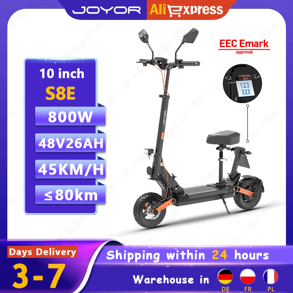 JOYOR S8E E-Scooter 800W Motore 48V26AH Batteria Città Viaggio Skateboard Elettrico 10 Pollici Fat Tire Off-Road Fold Scooter Elettrico