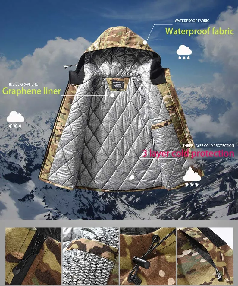 Chaqueta táctica camuflaje – Forro polar térmico caza invierno - imagen 4