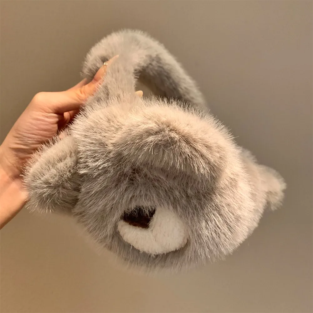 Nuevo Orejeras cálidas de invierno con diseño de oso de dibujos animados, calentador de orejas con protección contra el frío, orejeras cómodas plegables para exteriores