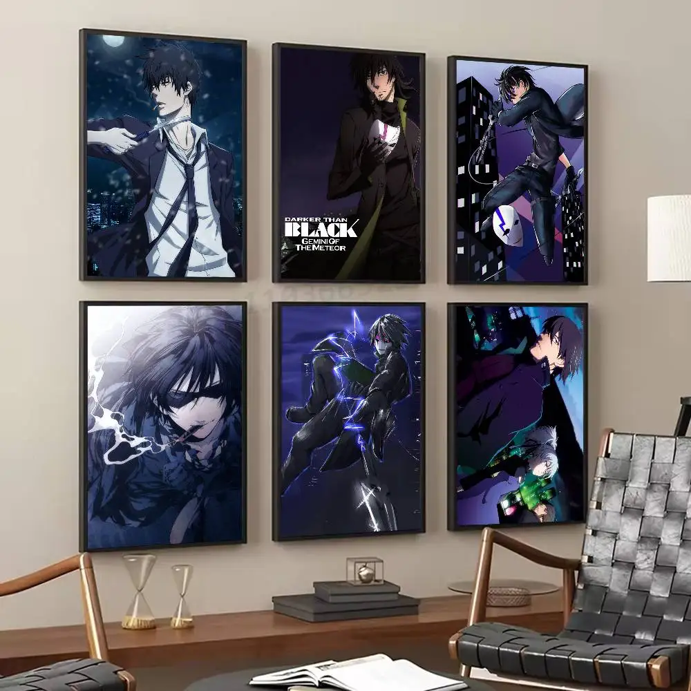 Darker Than Black Anime Posters Living Room Bar Cafe Quality Canvas Vintage Style Comics Painting Art Home Wall Decor Picture