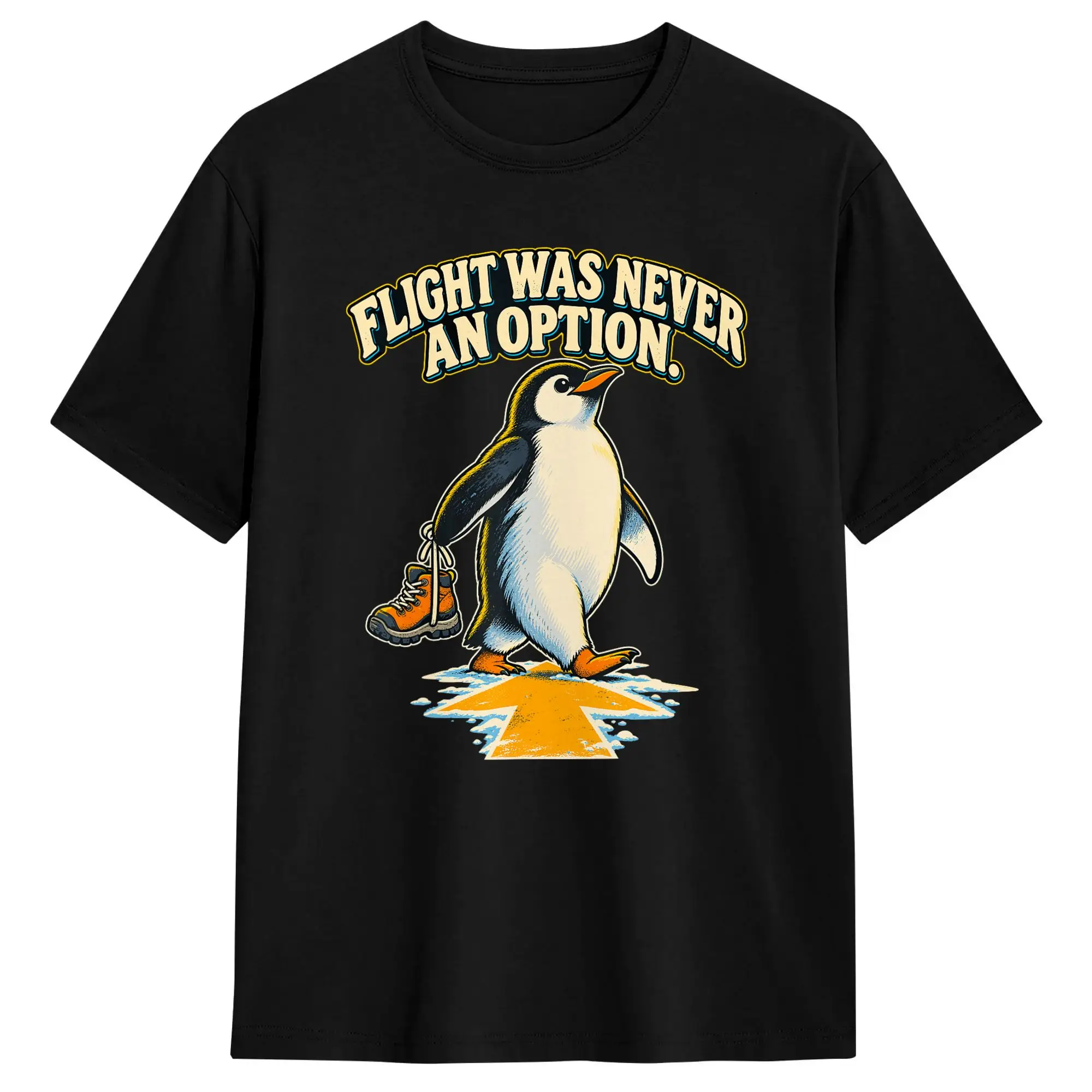 Vintage T Shirt Summer Flight was Never an Option Penguin Humor Novelty T Shirts  Cotton Tshirt for Men Y2K Short Sleeve Clothes