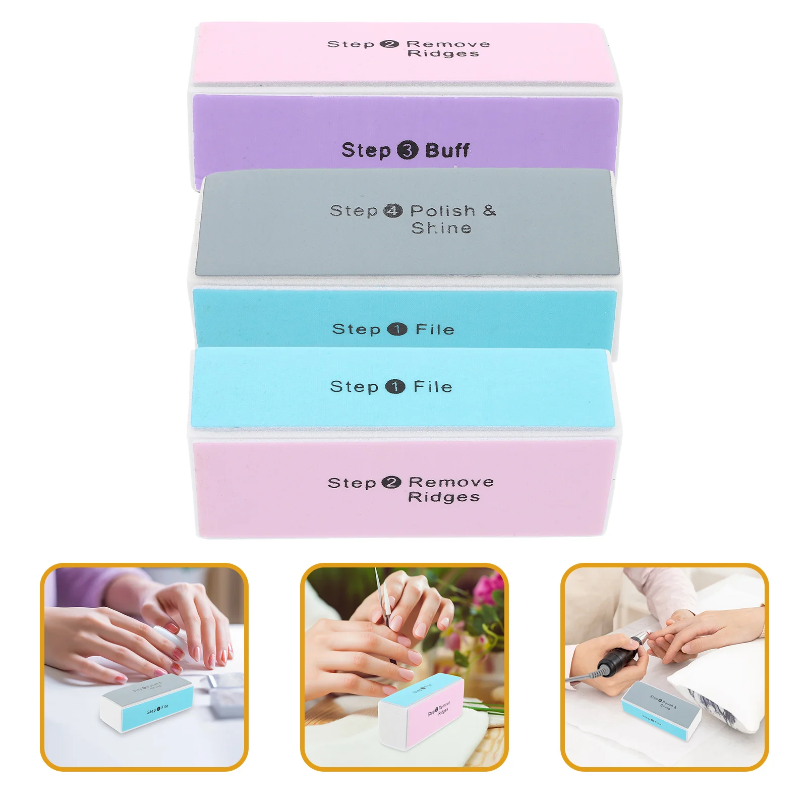 3 قطع من ملفات تلميع الأظافر، أدوات تزيين الأظافر لتشكيل إزالة الصنفرة مناسبة للاستخدام المنزلي في الصالونات
