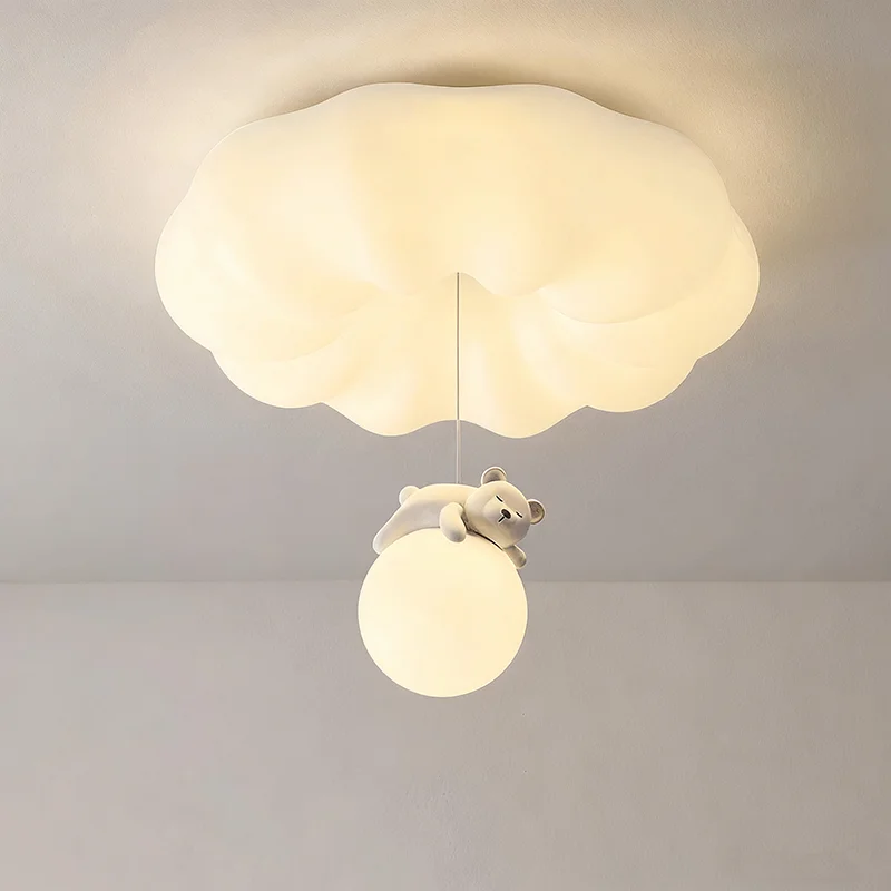 

Современные потолочные светильники с кремовым медведем, креативные потолочные светильники с дистанционным управлением для гостиной, спальни, гостиной, потолочные светильники