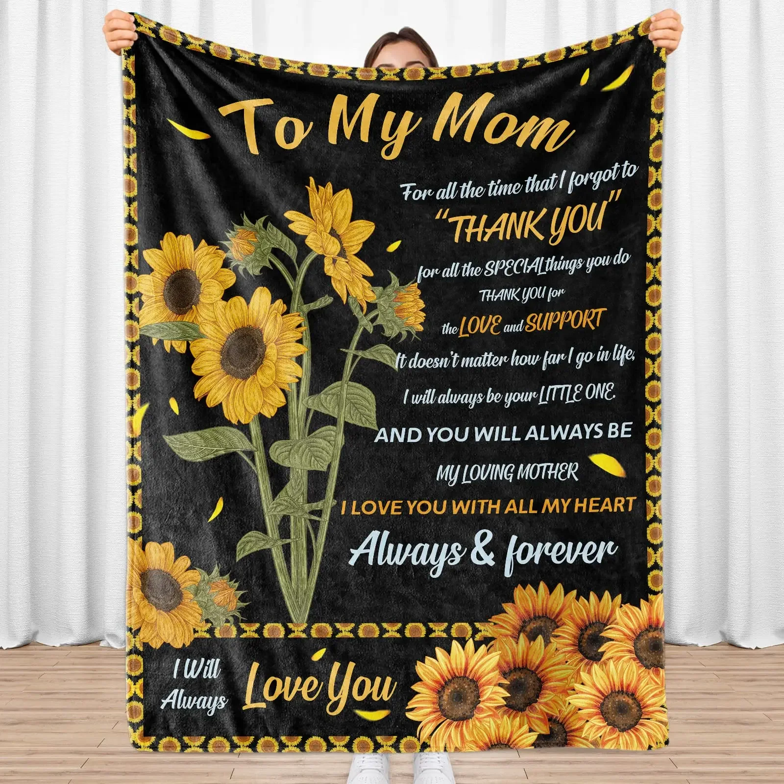 

Soft and Lightweight Sunflower Fleece Blanket for Mother's Day, Gift for Mum, Sunflower