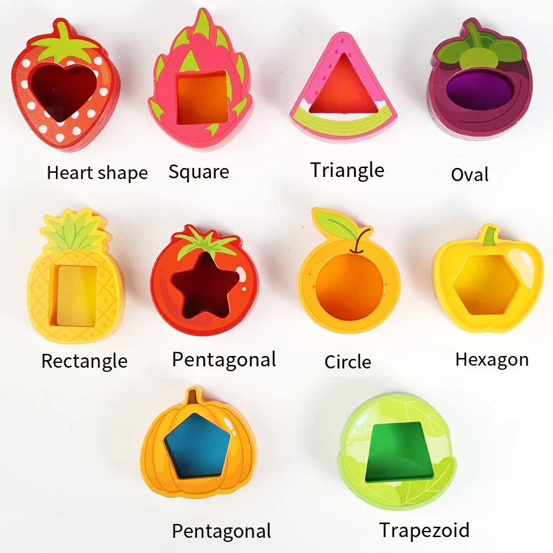 Acrylic Fruit Vegetable Blocks Toddler Cognitive Learning Toys Color Recognition Hand-Eye Coordination