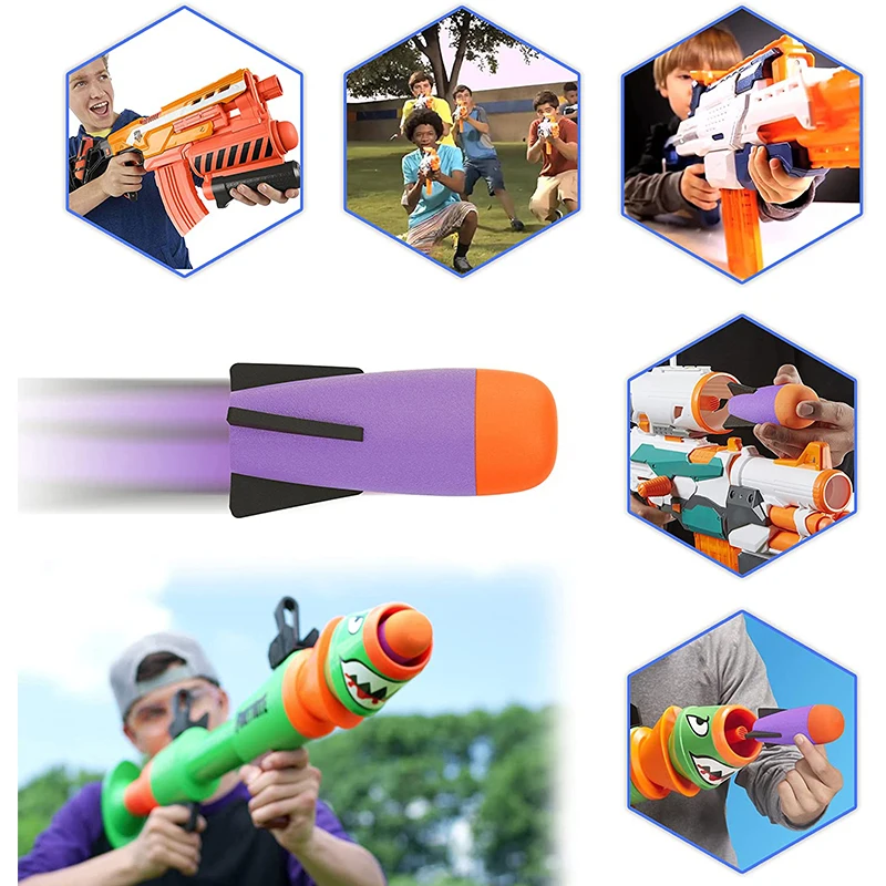 Juego de dardos de repuesto de cohete para niños, pistolas de juguete de balas de espuma, Compatible con Nerf Mega, juegos al aire libre, Fortnite Blaster, 3 piezas