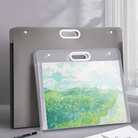 High Quality A2/A3/A4 File Folder Portable Waterproof Picture Album Four Layers 4K/8K/16K Drawing Bag School Office
