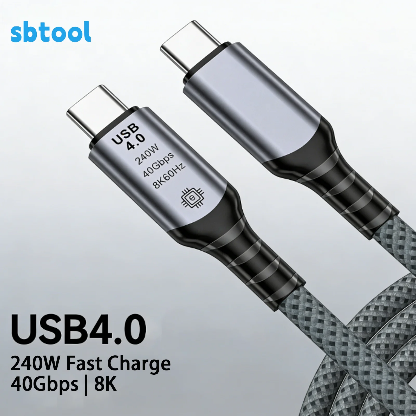 USB4 Data Cable PD240W Fast Charging 40Gbps for 8K Compatible with Thunderbolt 4 Double Head Type-C