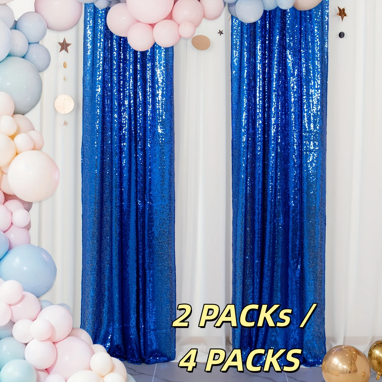 2 Packs/4Packs Sequin Curtains, 2FT*7FT(24x84-Inches) Hot Pink Sequin Backdrop for Party Wedding Birthday Stage Background