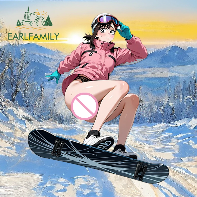 

EARLFAMILY Fanart Higashiyama Kobeni Skiing Car Sticker Anime Snowboard Makima Auto Decal Car Goods Racing Drifting Graphics