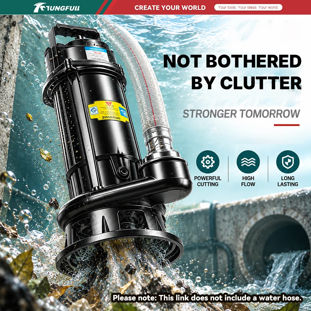 Heavy Duty Submersible Cutting Sewage Pump Multifunctional Dirty Water Drain Pump For Farm Septic Tank Pond Mud Removal