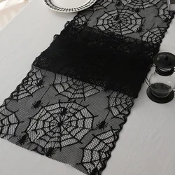 Black Knitted Hollow Lace Trim With Spider Web Design For Table Flags Halloween Table Flag And Decoration Fabric Trimmings