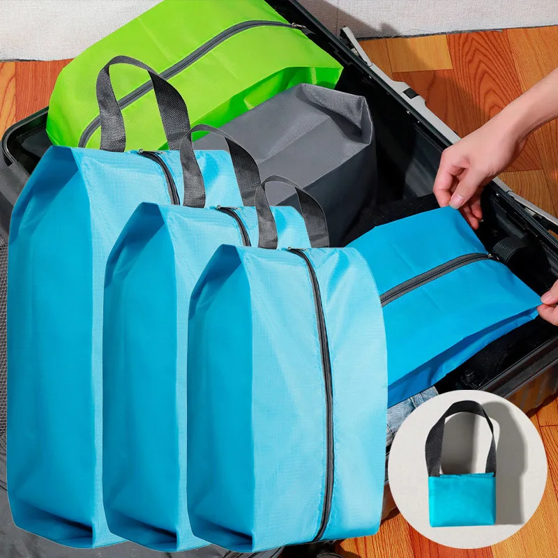 M L XL bolsa de zapatos a prueba de polvo, bolsa de zapatos de nailon portátil de viaje con cremallera resistente, estuche impermeable, organizador