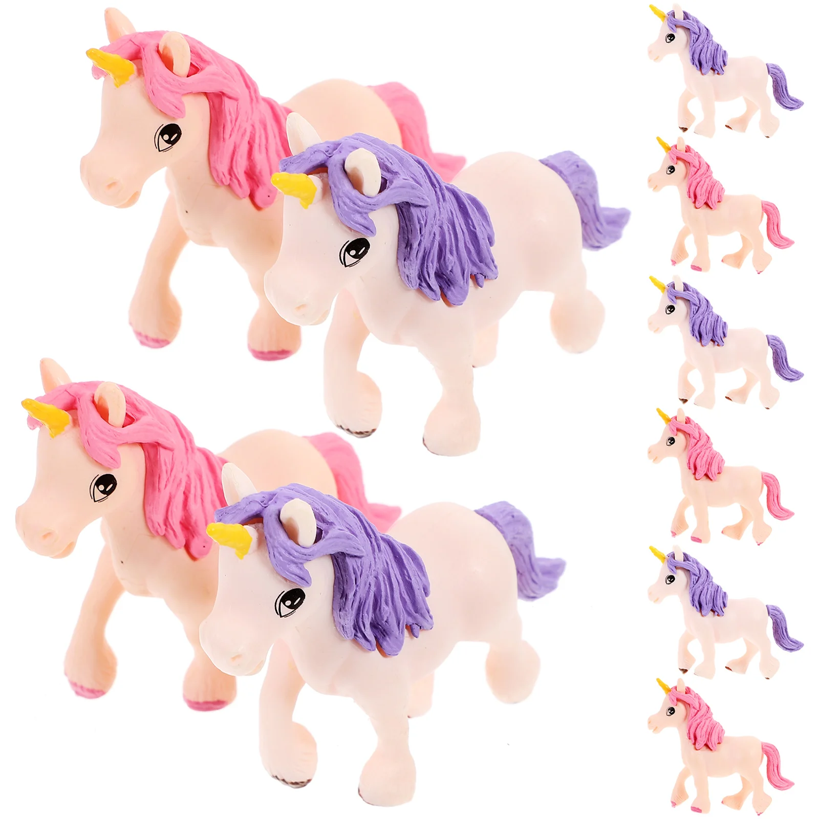 

10 Pcs Plastic Ornaments Mini Unicorn Figures Birthday Cake Decorations Moss Figurines Pink Purple Winged Horse Statues