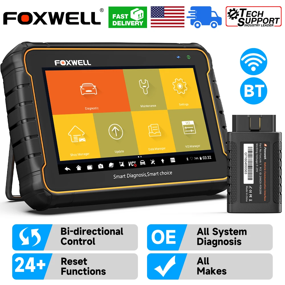 FOXWELL GT60 OBD2 Diagnostic Tool Full System Active Test Car Code Reader 24 Reset Service Professional OBD 2 Automotive Scanner