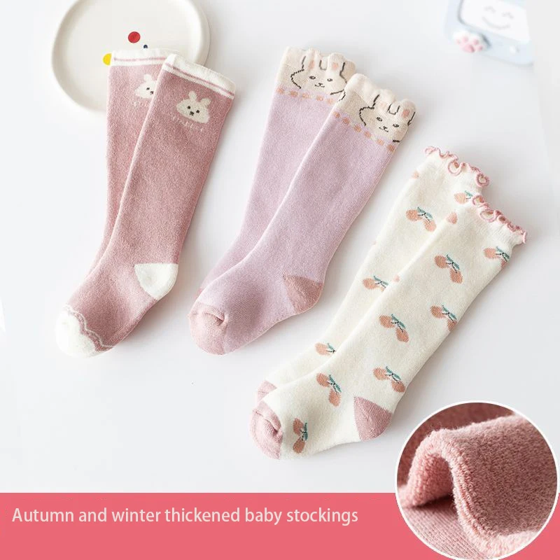 Baby Girls Socks Lace Frilly Solid Cotton Long Knee High Kids Sock Infant Newborn Spring Children Ruffle Cute Socken
