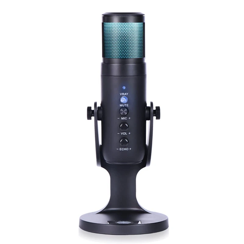 

Recording RGB Condenser Microphone Professional USB Mic With Earphone For Game Live Broadcast PC Laptop Computer