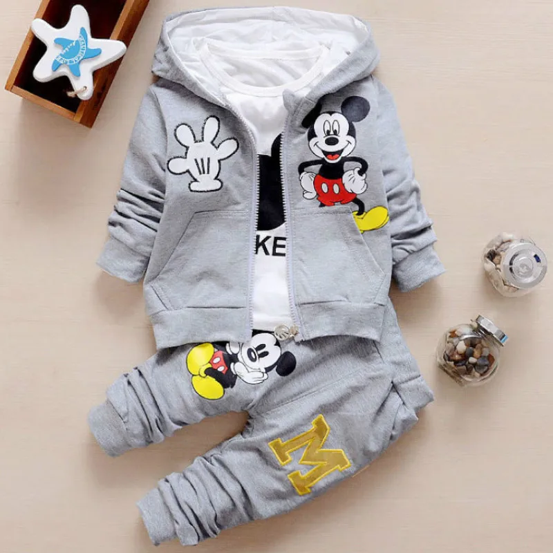 Ensemble de Vêtements Minnie pour Bébé Fille et Garçon, Sweat à Capuche, T-shirt et Pantalon de Survêtement, Tenue de dehors pour Enfant,