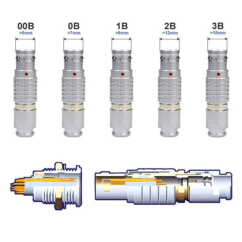 REMO Compatible FGG EGG 00B 0B 1B 2B 3B Push Pull Self-locking Aviation Connectors Male Plug Female Sockets 2 3 4 5 6 7 8 Pin
