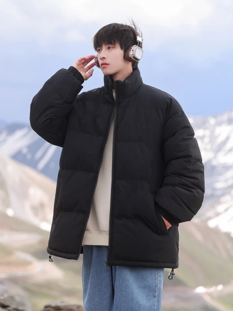 Bla الوقوف طوق أسفل القطن Jaet للمراهقين ثي الدافئة فضفاضة الشباب Faion Urban Sle طويل Sve سستة إغلاق C... #1