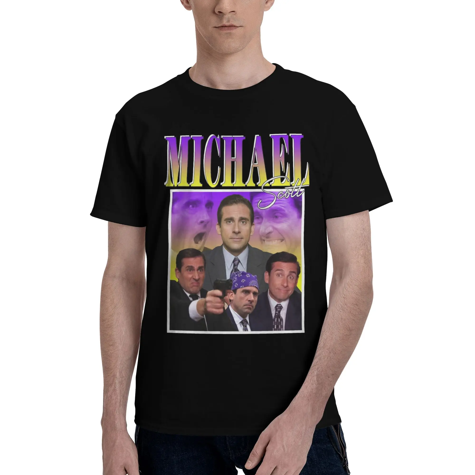 Michael Scott T Shirts Men's  100% Cotton Funny T-Shirts Round Neck The Office Tv Show Tee Shirt Short Sleeve Tops Graphic