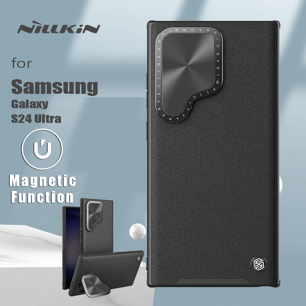 

for Samsung Galaxy S24 Ultra 5G NILLKIN case Magsafe Leather Magnetic Adapt Lens 360 Camera Protection Back cover