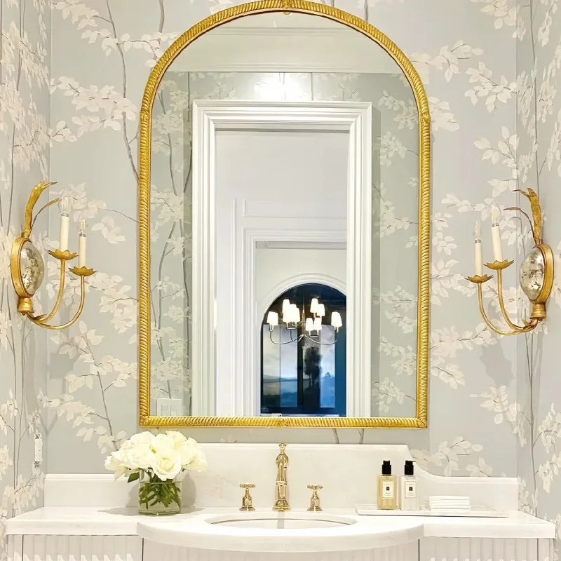 

With hand-carved metal wheat leaf decoration, antique brass finish, suitable for living room, bedroom, bathroom vanity, 110V