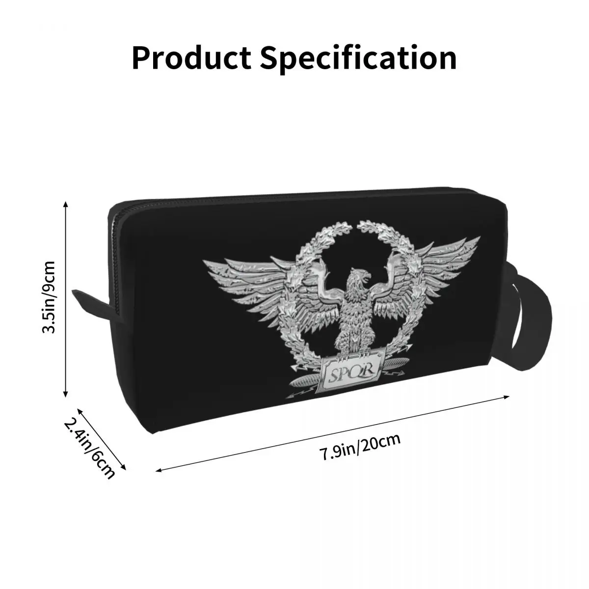 Custom Silver SPQR Roman Imperial Eagle Travel Cosmetic Bag Women Toiletry Makeup Organizer Ladies Beauty Storage Dopp Kit