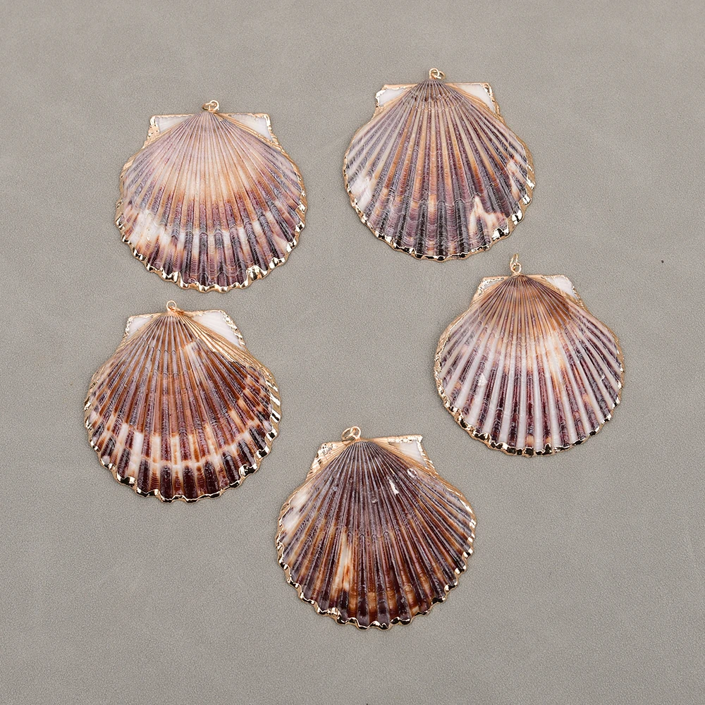 APDGG 5Pcs Sector Shell Pendant Charms For DIY Necklace Bracelet Anklet Furniture Accessories Sewing Craft Jewelry