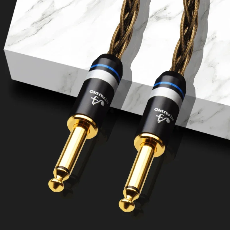 Otin 6.5 Large Two Core Microphone Cable Fever 6N Single Crystal Copper Silve Plated 6.5MM Electric Guitar Audio Cable