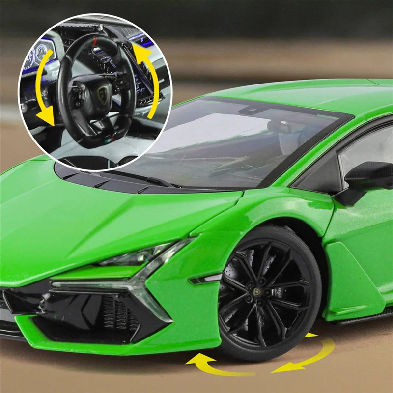 Lamborghini Revuelto 2025, modelo de coche deportivo de aleación, pista de Metal fundido a presión, modelo de vehículo de carreras, sonido y luz, juguete para regalo para niños, 1:18