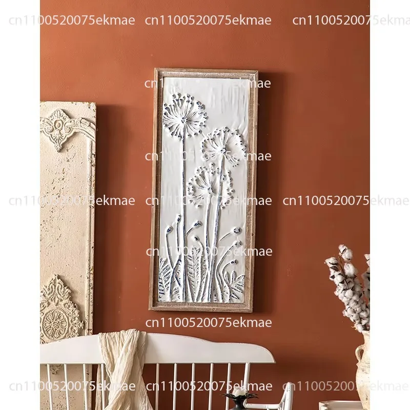 Arte de parede em metal com moldura de madeira, decoração em ferro branco para sala de estar, quarto e decoração de casa.