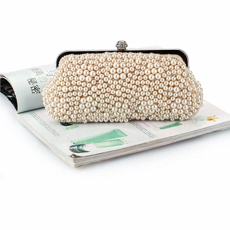 New Rose Beaded Women Evening Bags Day Clutch Purse Evening Bag Shell Design Handmade Wedding Bridal for Wedding