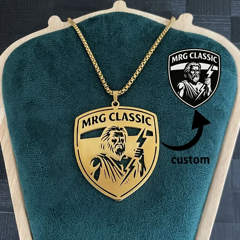 Men Custom Logo Pendant Necklace Hiphop Punk Stainless Steel Thick Chain Nameplate Personalized Jewelry Her Birthday Gift