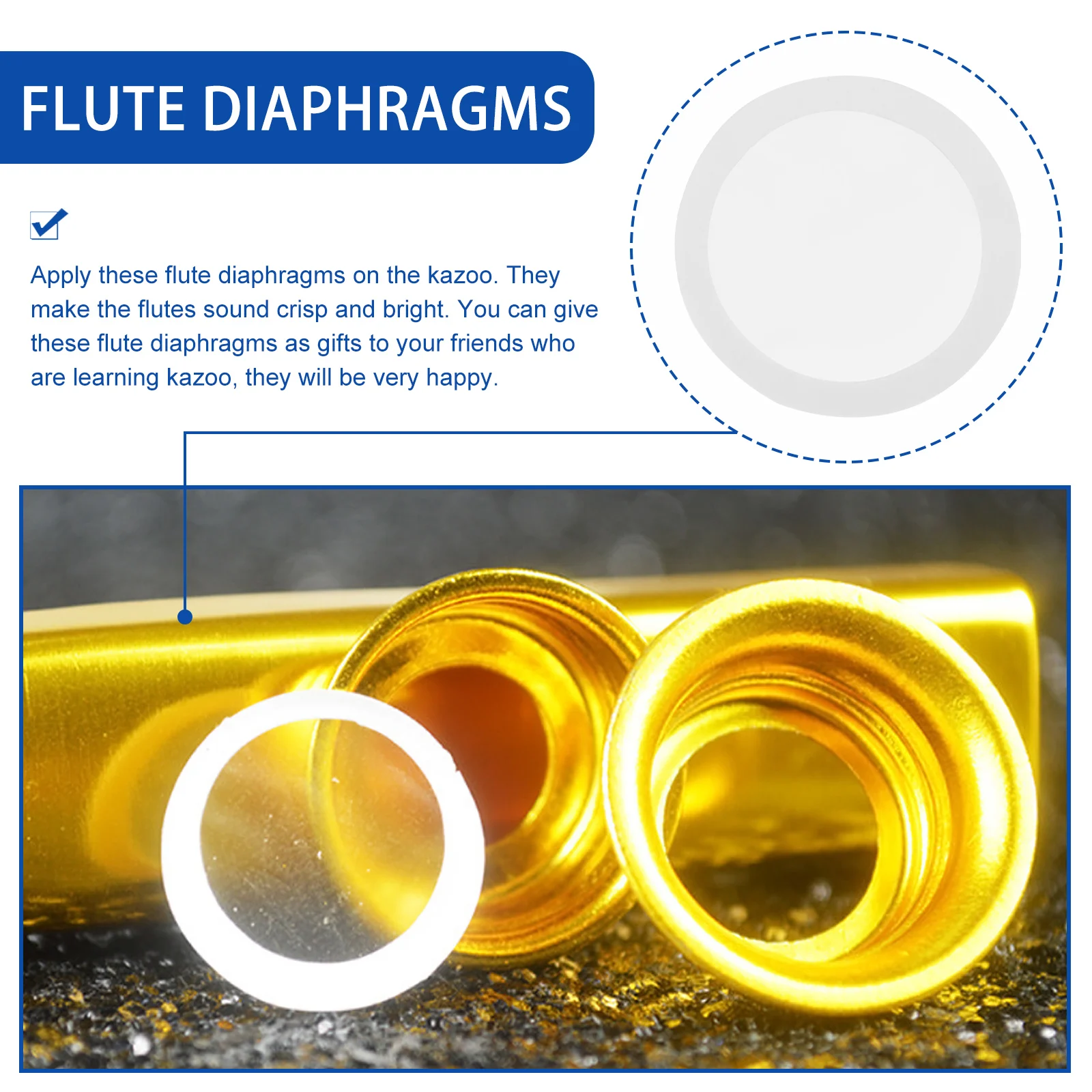 

50pcs Flute Diaphragms Kazoo Membranes ABS Material Crisp Sound Musical Instruments Children Accessories Durable Plastic