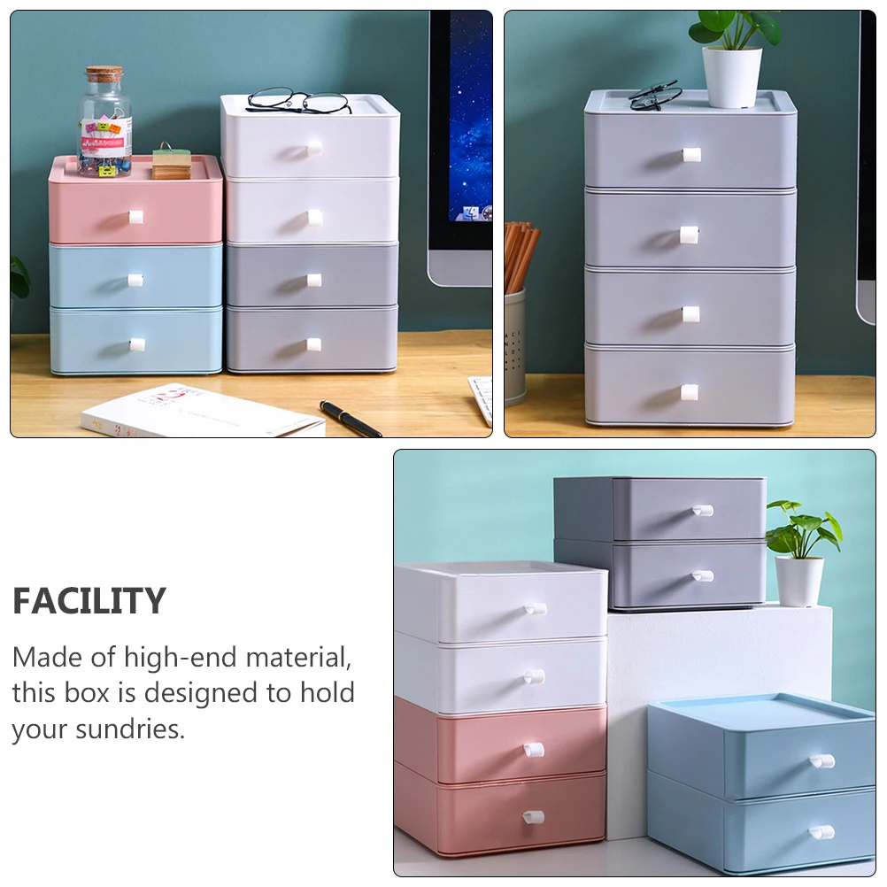

Multi Layer Drawer Storage Box Desktop ganizer Three Layer Cabinet Office Home Plastic Storage Container
