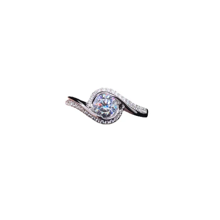 Solid 14K White Gold AU585 Platinum PT950 Angel's Kiss Diamond Ring 18k Gold Moissan Diamond Ring