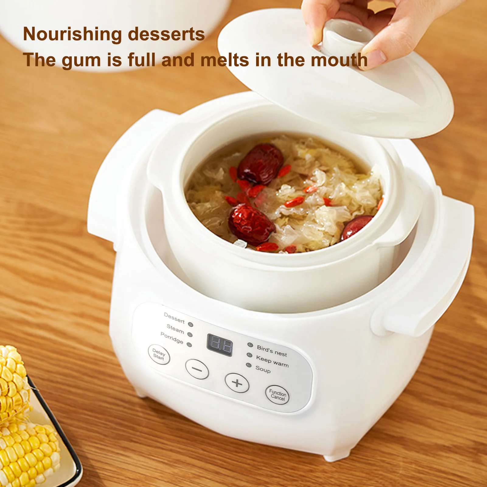 Electric Porridge Soup Pot 200W Mini Ceramic Stew Cooker 1L Capacity Electric Slow Cooker Porridge Soup Pot Automatic Power Off