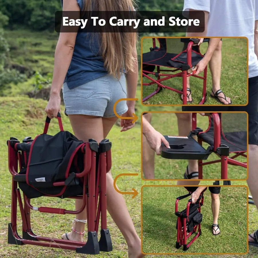 كرسي قابل للطي محمول كبير الحجم من الألومنيوم مع جيب جانبي وطاولة جانبية قابلة للتعديل لرحلة صيد الأسماك على الشاطئ وحفلات الحديقة #6