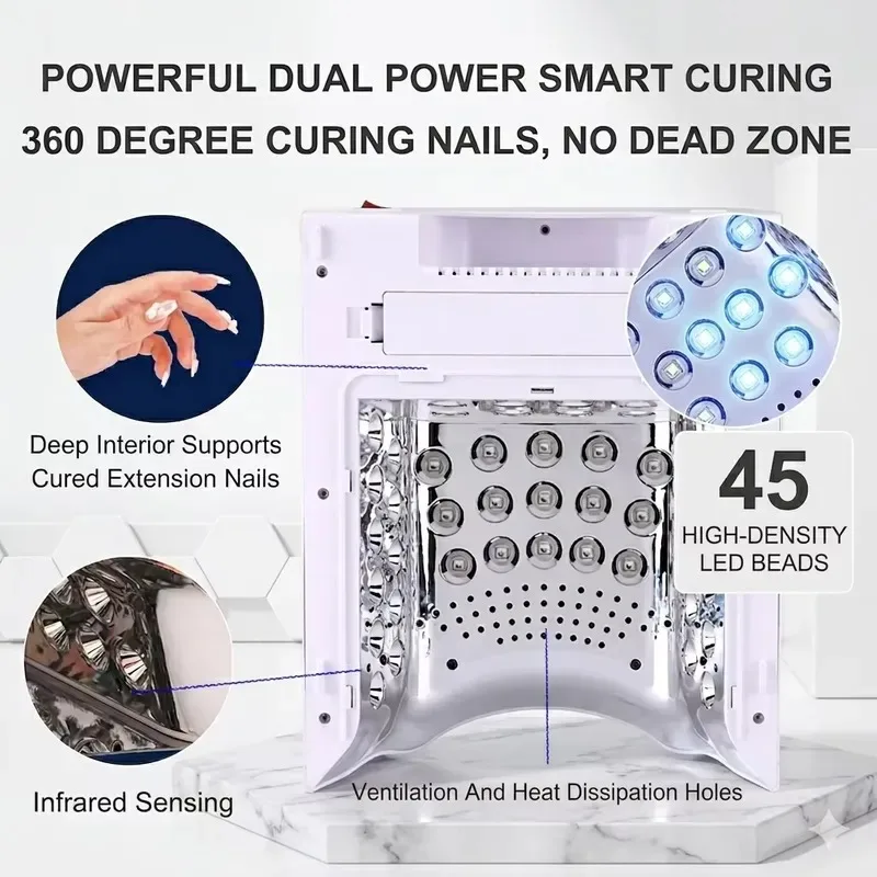 2026 Hot Sale New Product High Power 128W Cordless Pro Cure UV LED Nail Lamp Professional Rechargeable Gel Nail Dryer